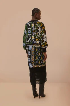 FARM Rio  Gilets<Cardigan mi-long en tricot noir Winter Garden