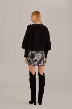 FARM Rio  Gilets<Cardigan texturé noir à col en V