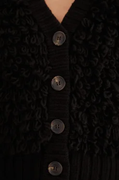 FARM Rio  Gilets<Cardigan texturé noir à col en V