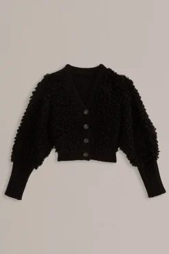 FARM Rio  Gilets<Cardigan texturé noir à col en V