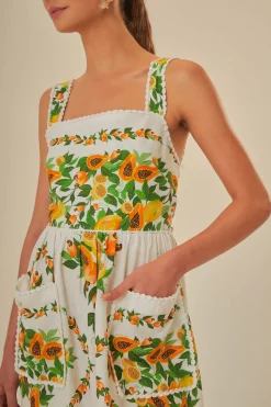 FARM Rio  Robes Longues<Écharpe à salade de papaye blanc cassé Robe longue LENZING™ ECOVERO™ E