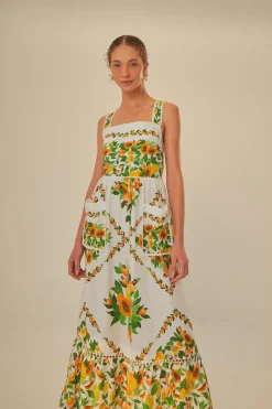 FARM Rio  Robes Longues<Écharpe à salade de papaye blanc cassé Robe longue LENZING™ ECOVERO™ E