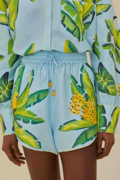 FARM Rio Shorts<Écharpe bleue à feuillage d'été Short LENZING™ ECOVERO™ Euroflax™