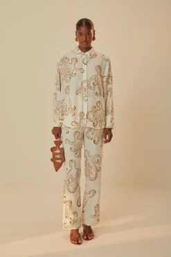 FARM Rio  Hauts Courts<Chemise en lin de qualité supérieure Octopus Fun Euroflax™ blanc cassé