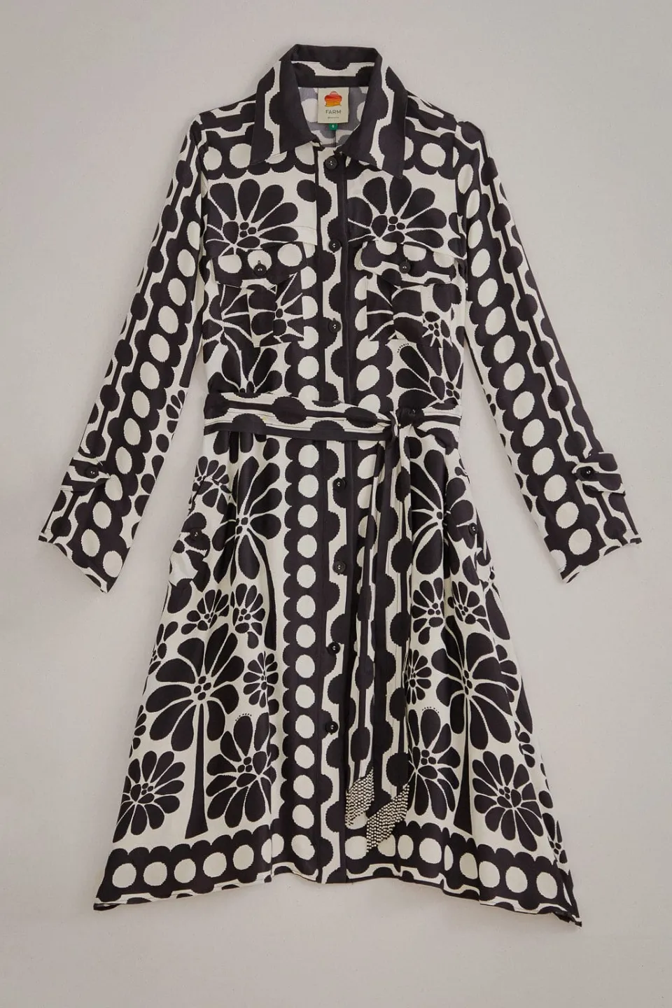 FARM Rio Robes Midi<Chemise noire en viscose Palermo Lenzing™ Ecovero™