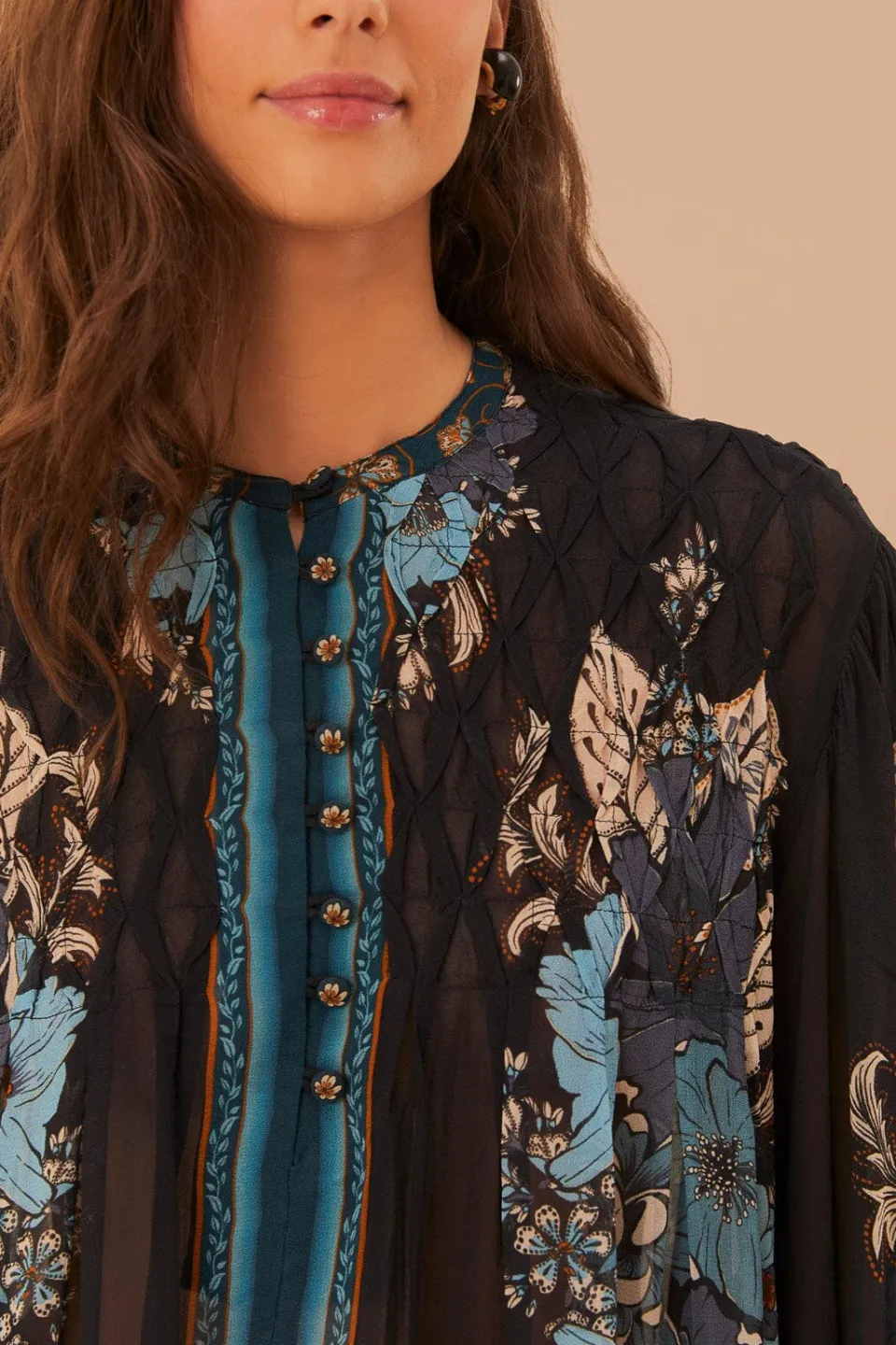 FARM Rio Chemisiers<Chemisier à smocks Blossom Tapestry Black Bee