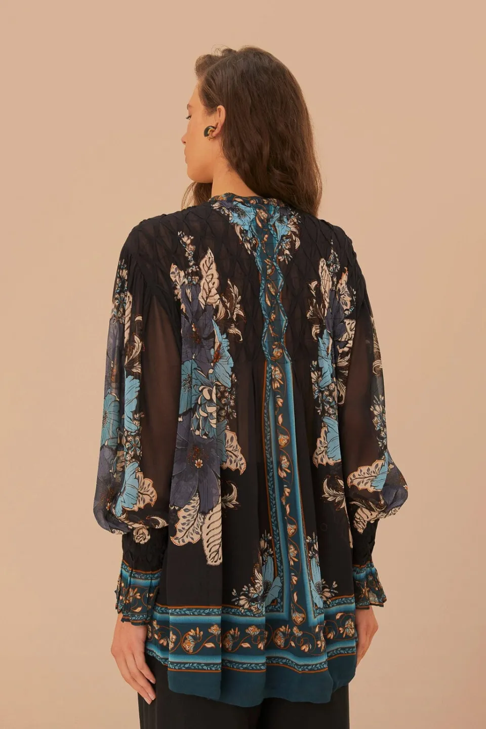 FARM Rio Chemisiers<Chemisier à smocks Blossom Tapestry Black Bee