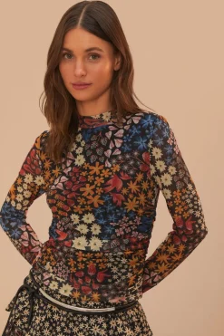 FARM Rio  Chemisiers<Chemisier en tulle noir Juju Garden