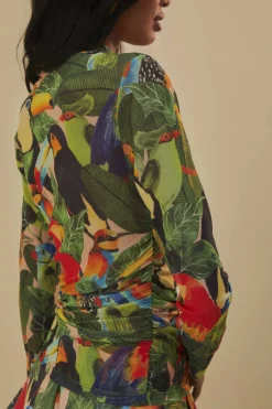 FARM Rio  Chemisiers<Chemisier en tulle sable feuilles d'oiseau