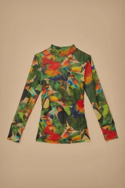 FARM Rio  Chemisiers<Chemisier en tulle sable feuilles d'oiseau