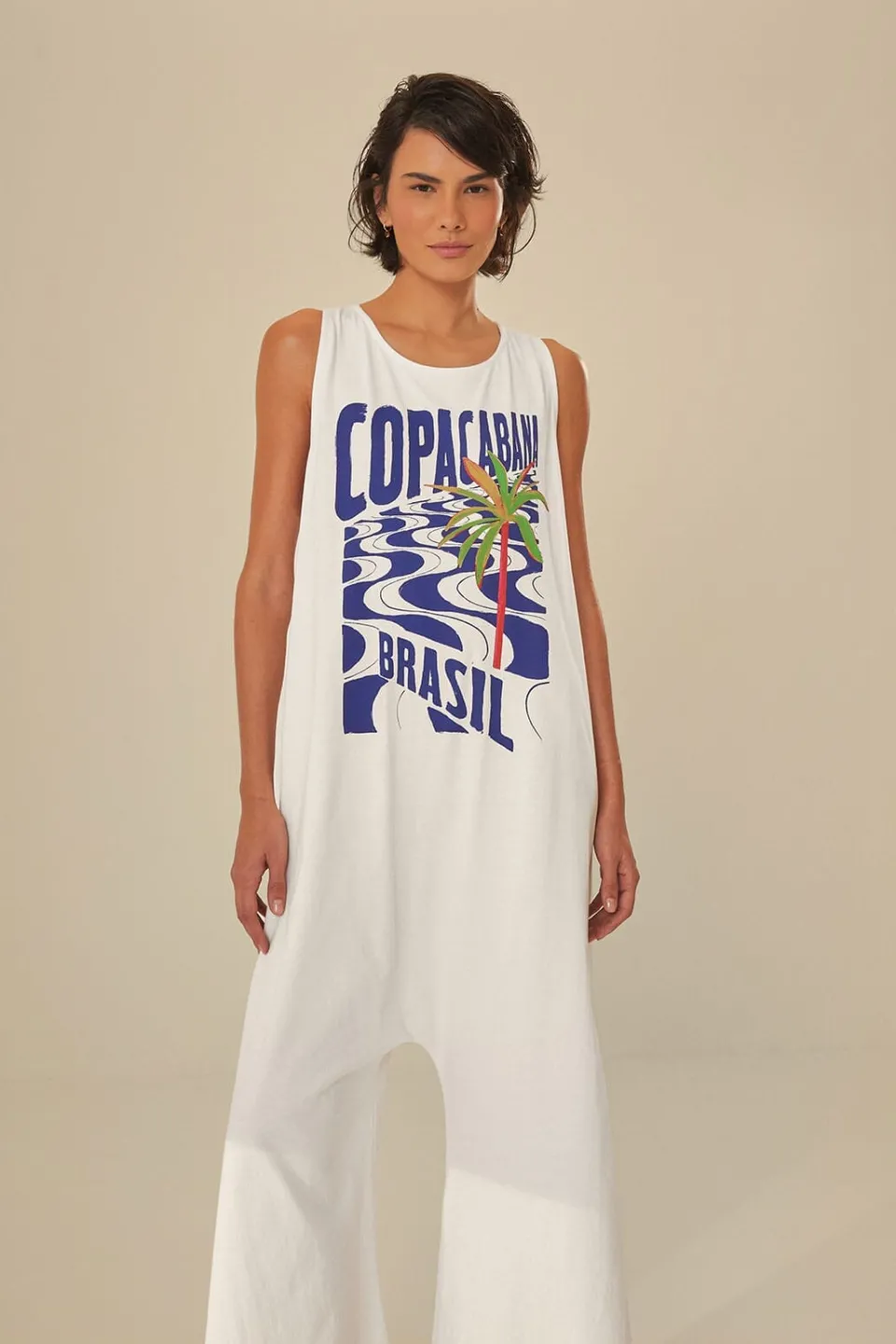 FARM Rio Combinaisons<Combinaison en jersey Copacabana blanc cassé