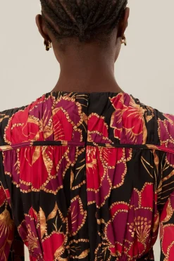 FARM Rio  Combinaisons<Combinaison noire brillante à manches longues et décolleté en V Chita