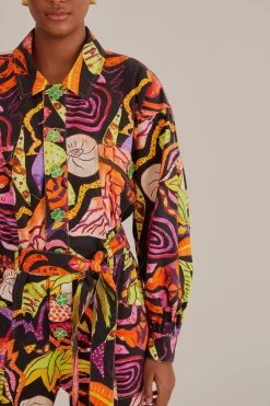 FARM Rio  Combinaisons|Robes Midi<Combinaison noire de jardin psychédélique