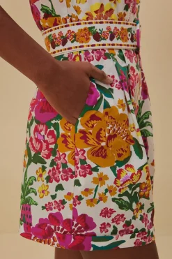FARM Rio  Combinaison Courte<Combishort blanc cassé Flowerful Sketch
