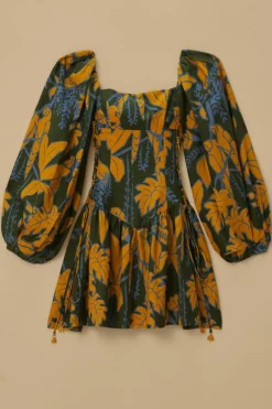 FARM Rio  Robes Courtes<Croquis de feuillage vert Mini-robe Lenzing™ Ecovero™ Euroflax™