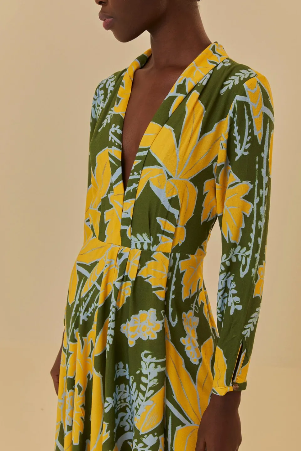 FARM Rio Robes Longues<Foliage Sketch - Robe longue verte à col en V