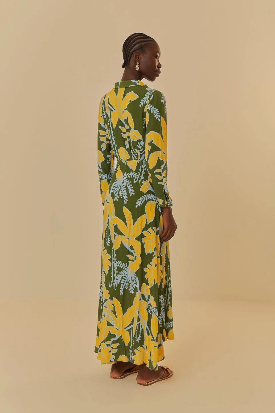 FARM Rio Robes Longues<Foliage Sketch - Robe longue verte à col en V