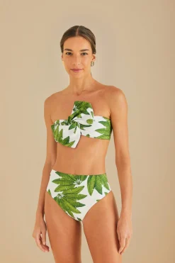FARM Rio  Bikinis|Hauts Courts<Haut de bikini bandeau blanc cassé Palm Fan