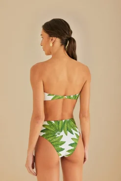 FARM Rio  Bikinis|Hauts Courts<Haut de bikini bandeau blanc cassé Palm Fan