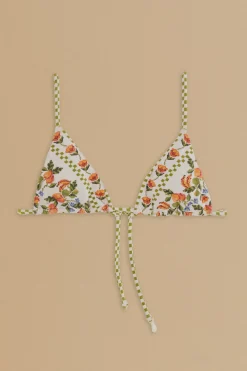 FARM Rio  Bikinis|Hauts Courts<Haut de bikini blanc Banana Vitamin noué sur les côtés