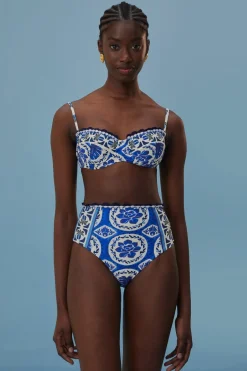 FARM Rio  Bikinis|Hauts Courts<Haut de bikini bleu Tile Dream