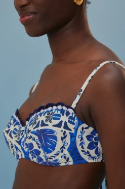 FARM Rio  Bikinis|Hauts Courts<Haut de bikini bleu Tile Dream