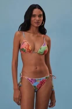FARM Rio  Bikinis|Hauts Courts<Haut de bikini noué sur le côté avec foulards à fleurs