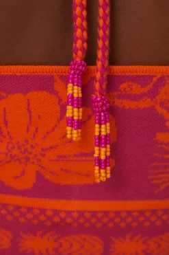 FARM Rio  Hauts Courts<Haut en tricot rose Macaw Elegance