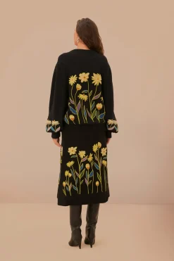 FARM Rio  Jupes<Jupe en tricot brodée Black Farm Rio Flowers