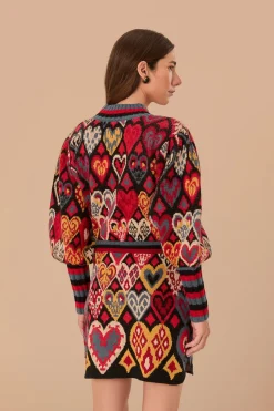FARM Rio  Jupes<Jupe en tricot ikat à coeurs noirs