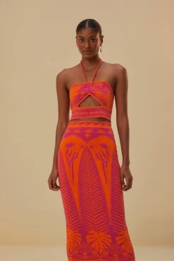FARM Rio  Jupes<Jupe en tricot rose Macaw Elegance