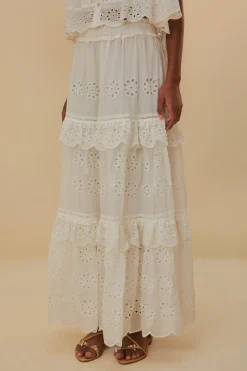 FARM Rio  Jupes<Jupe longue blanc cassé taille basse en coton biologique