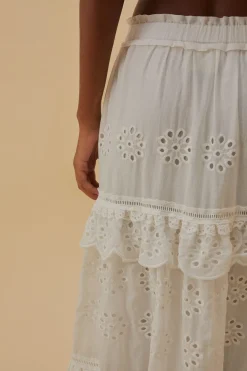 FARM Rio  Jupes<Jupe longue blanc cassé taille basse en coton biologique