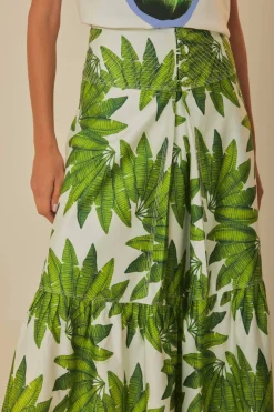 FARM Rio  Jupes<Jupe longue en coton biologique Off-White Palm Fan