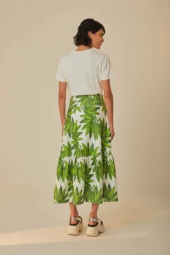 FARM Rio  Jupes<Jupe longue en coton biologique Off-White Palm Fan
