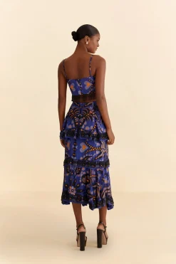 FARM Rio  Jupes<Jupe midi bleue à perles et foulard Martina
