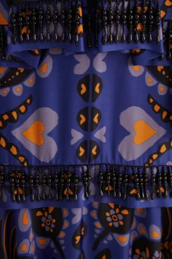 FARM Rio Jupes<Jupe midi bleue à perles et foulard Martina