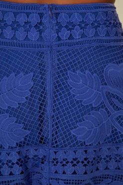 FARM Rio Jupes<Jupe midi bleue en guipure