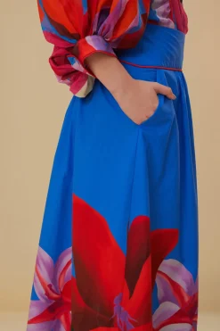 FARM Rio  Jupes<Jupe midi bleue florale aquarelle