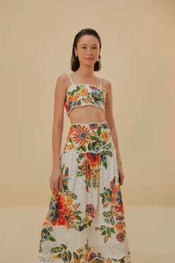 FARM Rio  Jupes<Jupe midi Delicate Garden blanc cassé