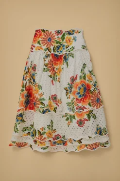 FARM Rio  Jupes<Jupe midi Delicate Garden blanc cassé