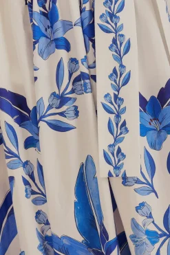 FARM Rio Jupes<Jupe midi en coton biologique Off-White Blue Yard