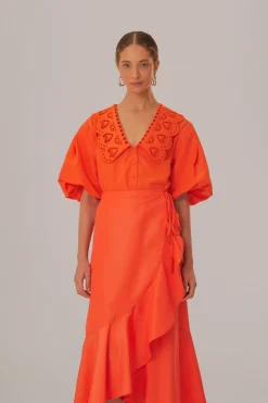 FARM Rio  Jupes<Jupe midi orange vif
