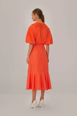 FARM Rio  Jupes<Jupe midi orange vif
