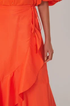 FARM Rio  Jupes<Jupe midi orange vif