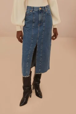 FARM Rio  Jupes<Jupe mi-longue taille basse en jean