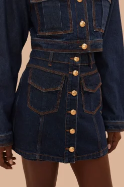 FARM Rio  Jupes<Jupe taille haute en denim foncé