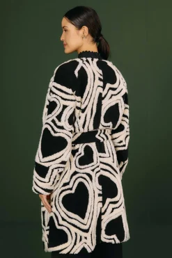FARM Rio  Manteaux<Manteau polaire Wild Hearts noir et blanc