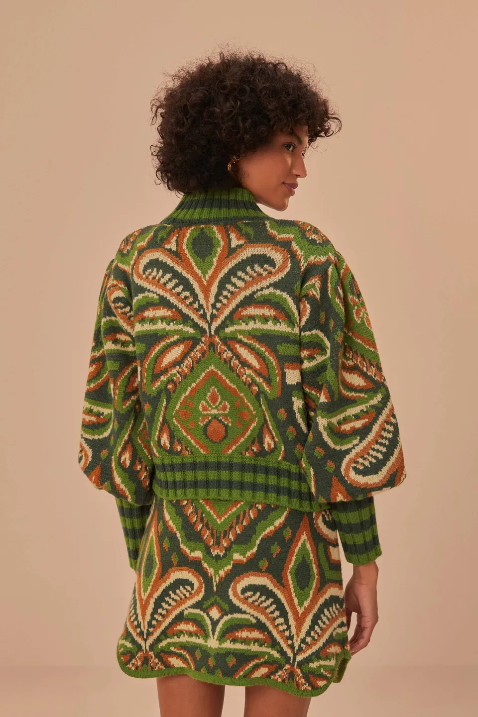 FARM Rio Jupes<Mini-jupe en tricot ikat à imprimé pinnaple vert