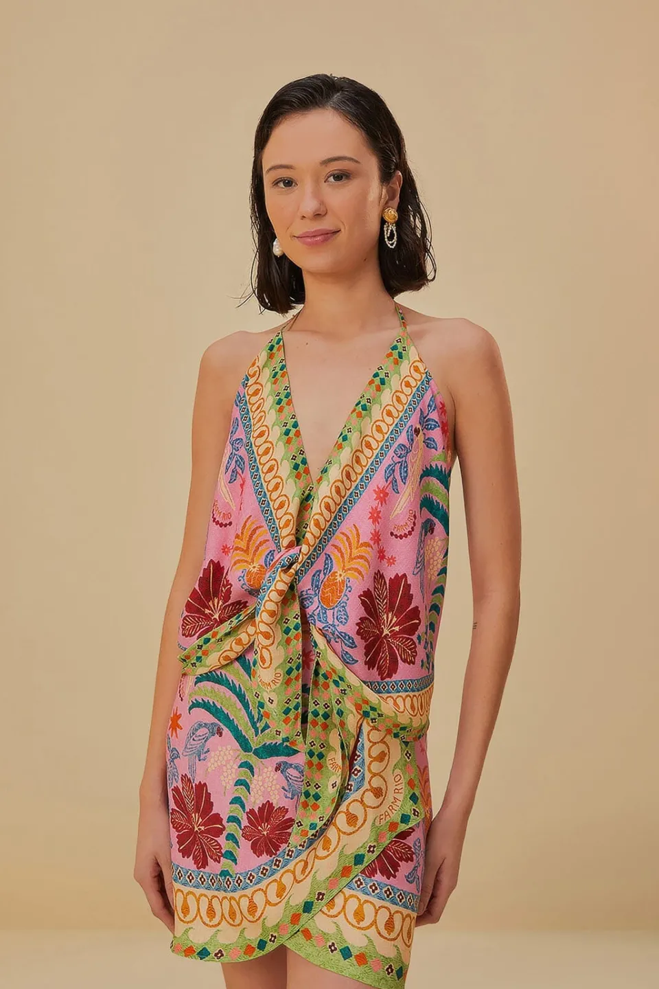 FARM Rio Jupes<Mini-jupe en viscose Lenzing™ Ecovero™ Pink Fruits Queen